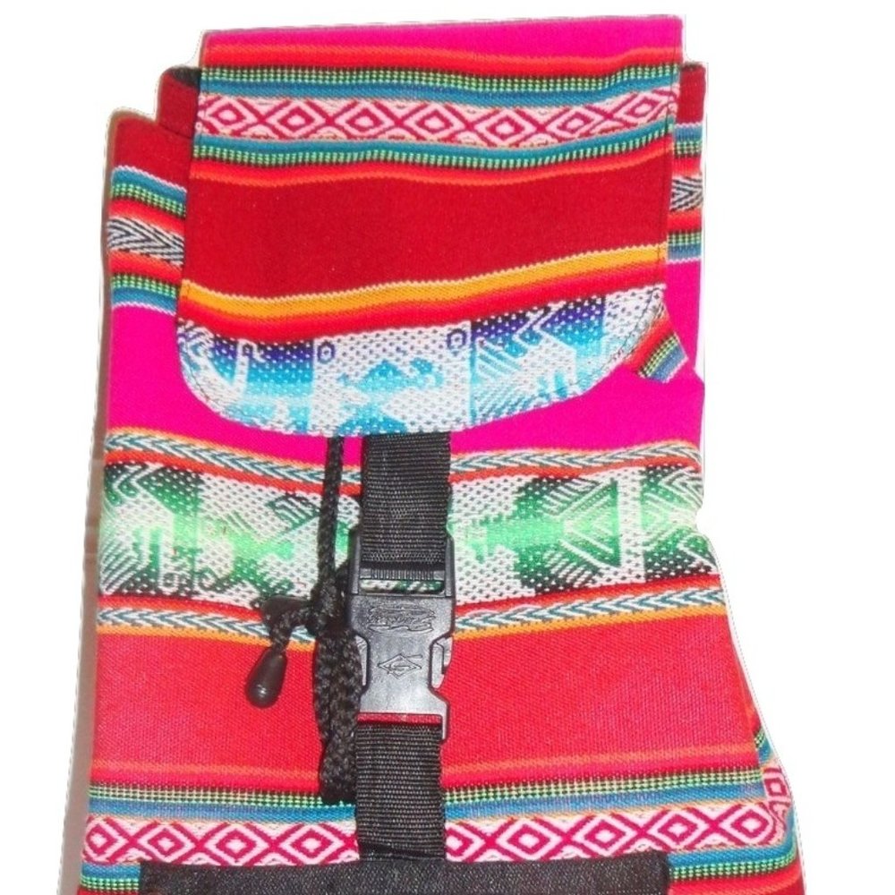 NWOT Peru Outdoor Picnic Colorful Wool Backpack Bag Fuchsia and Red